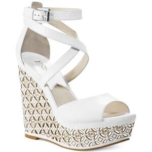 Michael Kors White Michael Gabriella Platform Wedges Sz 7